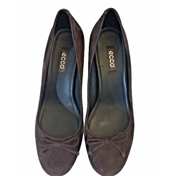 ECCO New Dehli Suede Coffee Brown Pumps Heels Flex Sole Size 40 US 9/9.5 - Picture 8 of 12